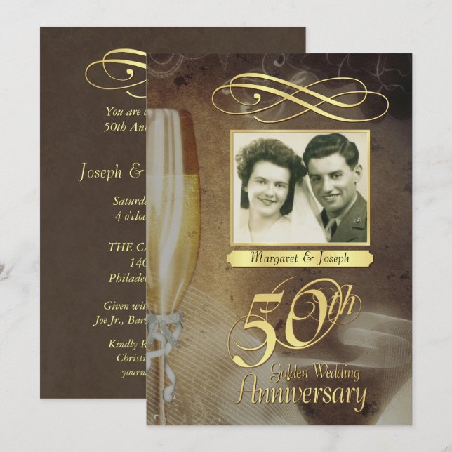 50th Anniversary Party -Vintage Formal Invitations (Front/Back)