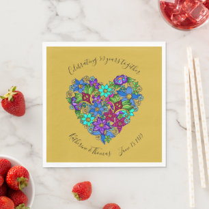 50th Anniversary Partyware, Floral Heart, Custom Napkin