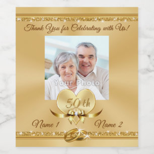 50th Anniversary Personalized Bottle Labels, Sizes Wine Label