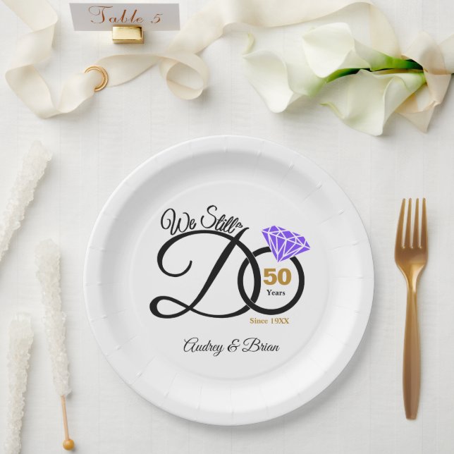 50th Anniversary Personalized Paper Plate (Wedding)