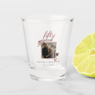 50th Anniversary Personalized Photo Elegant Floral Shot Glass