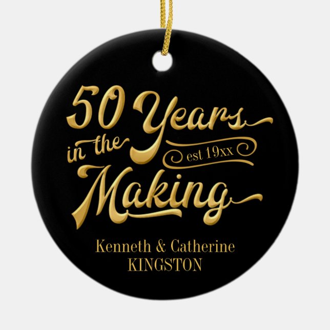 50th Anniversary Photo Keepsake Ceramic Ornament (Front)