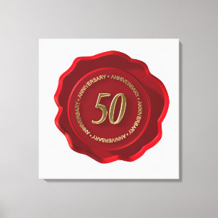 50th anniversary red wax seal canvas print