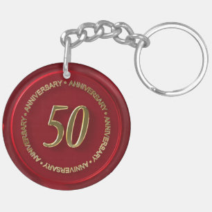 50th anniversary red wax seal keychain