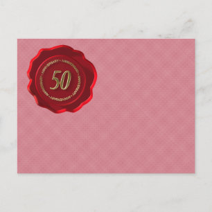 50th anniversary red wax seal postcard