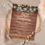50th Anniversary Rustic Gold Hearts Save the Date Announcement Postcard<br><div class="desc">Featuring pretty string lights and delicate gold hearts confetti on a rustic wood panels background. Personalize with your special fifty years golden anniversary save the date information in chic lettering. Designed by Thisisnotme©</div>