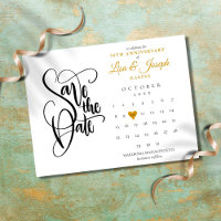 50th Anniversary Save the Date Calendar Gold Heart