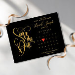 50th Anniversary Save the Date Calendar Gold Heart Postcard<br><div class="desc">This elegant 50th anniversary save the date card features a calendar and chic red love heart highlighting your special date. The reverse features gold heart confetti. Designed by Thisisnotme©</div>