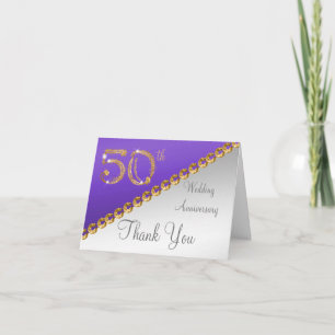 50th Anniversary Silver & Gold, Purple Thank You