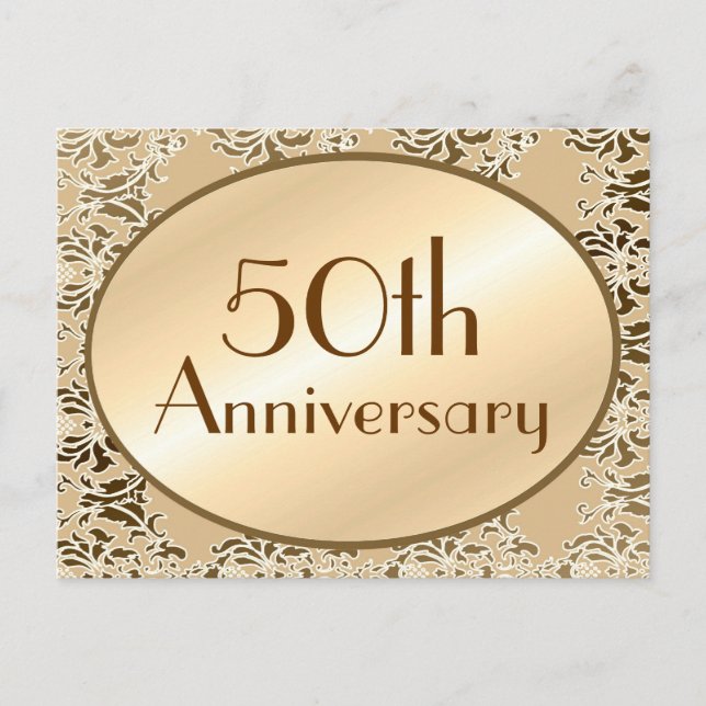 50th Anniversary Vintage Damask Postcards (Front)