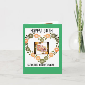 50th Anniversary Vintage Heart Folded Invitation 