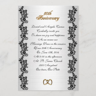 50th Anniversary vow renewal black border Invitation