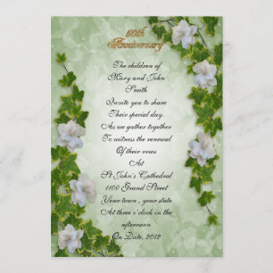 50th anniversary vow renewal ivy and gardenias flo invitation