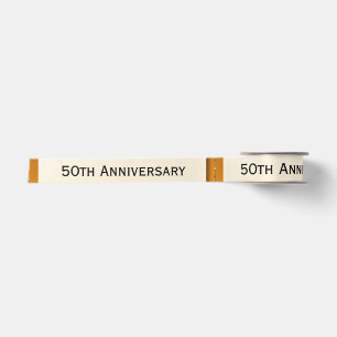 50th Anniversary Wedding Anniversary Gold Damask Satin Ribbon