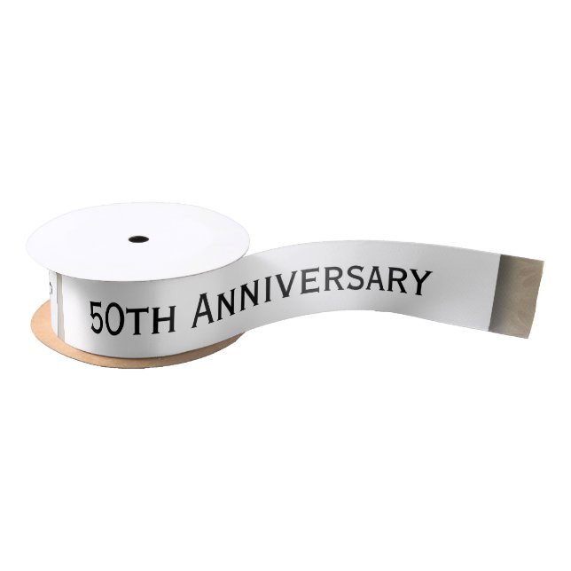 50th Anniversary Wedding Anniversary Gold Z05 Satin Ribbon (Spool)