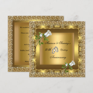 50th Anniversary Wedding Gold Elegant Invitation
