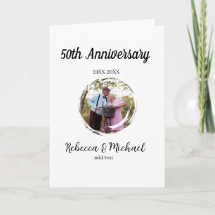 50th anniversary wedding photo circle name year  card