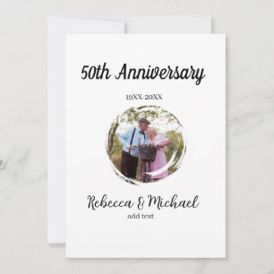 50th anniversary wedding photo circle name year invitation
