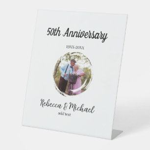 50th anniversary wedding photo circle name year  pedestal sign