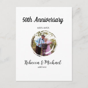 50th anniversary wedding photo circle name year postcard