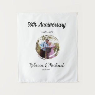 50th anniversary wedding photo circle name year  tapestry