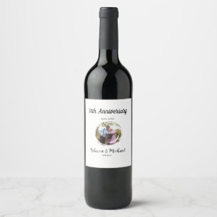 50th anniversary wedding photo circle name year wine label