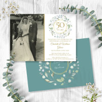 50th Anniversary Wedding Photo Floral Greenery