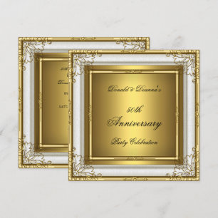 50th Anniversary Wedding White Gold Elegant Invitation
