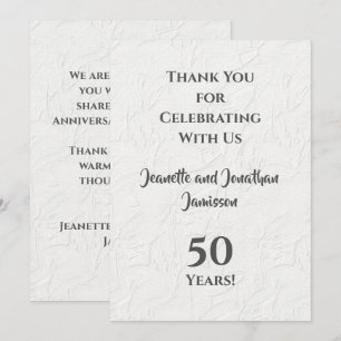 50th Anniversary White Floral Tasteful Thank You  Card