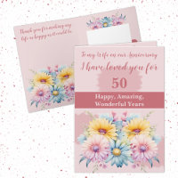 50th Anniversary wife gerbera floral pink