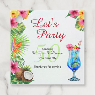 50th Bday Tropical Summer Dine & Cocktail Party Favour Tags
