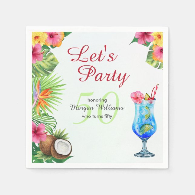 50th Bday Tropical Summer Dine & Cocktail Party  Napkin (Front)