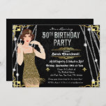 50th Birthday 1920s Gatsby Flapper Girl Birthday  Invitation<br><div class="desc">Celebrate like they did in the Swinging Twenties with our fabulous,  Gatsby-inspired invitation. Whether you’re planning a bachelorette party or a birthday party,  take your event back in time to the fabulous era of Art Deco and lavish living.</div>