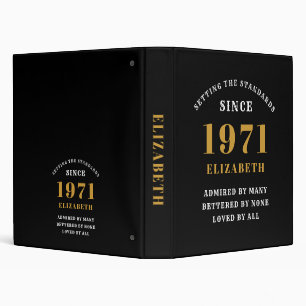 50th Birthday 1971 Black Gold For Her Personalized Binder