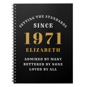 50th Birthday 1971 Black Gold For Her Personalized Notebook