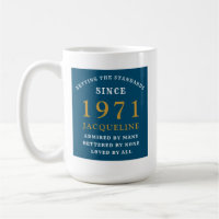 50th Birthday 1971 Blue Gold For Her Personalized