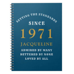 50th Birthday 1971 Blue Gold For Her Personalized Notebook