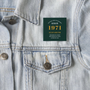50th Birthday 1971 Green Gold For Her Personalized 2 Inch Square Button
