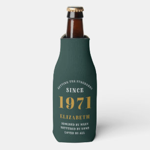 50th Birthday 1971 Green Gold For Her Personalized Bottle Cooler