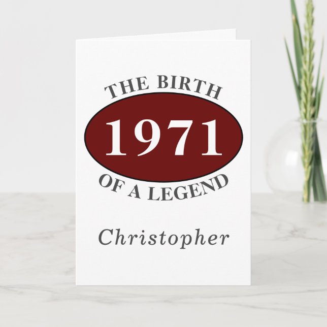 50th Birthday 1971 Legend Create Your Own Retro Card (Front)