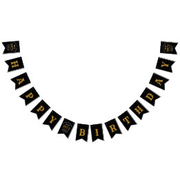 50th Birthday 1972 Black Gold Name Chic Elegant Bunting Flags