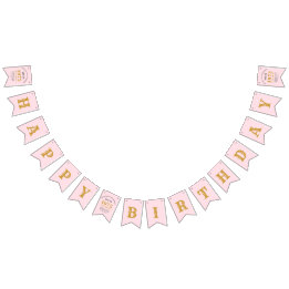 50th Birthday 1972 Pink Gold Name Chic Bunting Flags