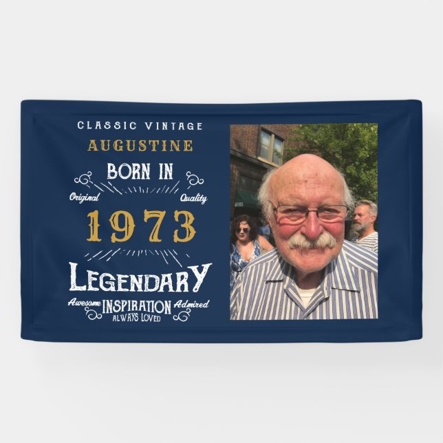 50th Birthday 1973 Legendary Blue And Gold Banner (Horizontal)
