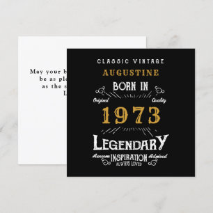 50th Birthday 1973 Retro Black Gold Greeting Card