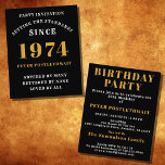 50th Birthday 1974 Black Gold Personalized For Him<br><div class="desc">Elegant Black and Gold 50th Birthday Invitation - Create Your Own Personalized Design. Setting the stage for a remarkable celebration starts with the perfect invitation. Our elegant black and gold 50th birthday invitation is the perfect choice for this milestone event. Bathed in black for a touch of sophistication and adorned...</div>
