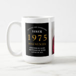 50th Birthday 1975 Black Gold Add Name Photo Large Coffee Mug<br><div class="desc">A huge black and gold photo mug for those special people. Easily customize the text and photo using the template provided. Part of the setting standards range.</div>