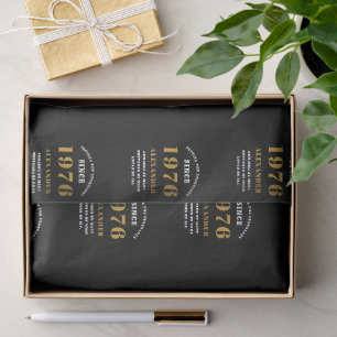 50th Birthday 1976 Black Gold Chic Elegant Tissue Paper
