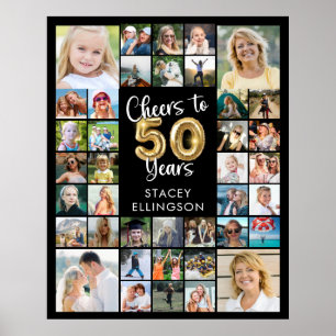 50th Birthday 39 Photo Collage Cheers to Years Poster