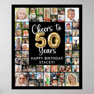 50th Birthday 41 Photo Collage Cheers to 50 Years Poster
