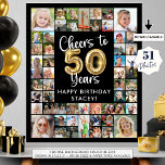 50th Birthday 41 Photo Collage Cheers to 50 Years Poster<br><div class="desc">50th Birthday 41 Photo Collage Cheers to 50 Years Photo Display Poster Print. Create a photo memory display board sign to celebrate a 50th birthday utilizing this easy-to-upload photo collage template with 41 square and rectangle pictures in a variety of sizes with the title CHEERS TO 50 YEARS with faux...</div>